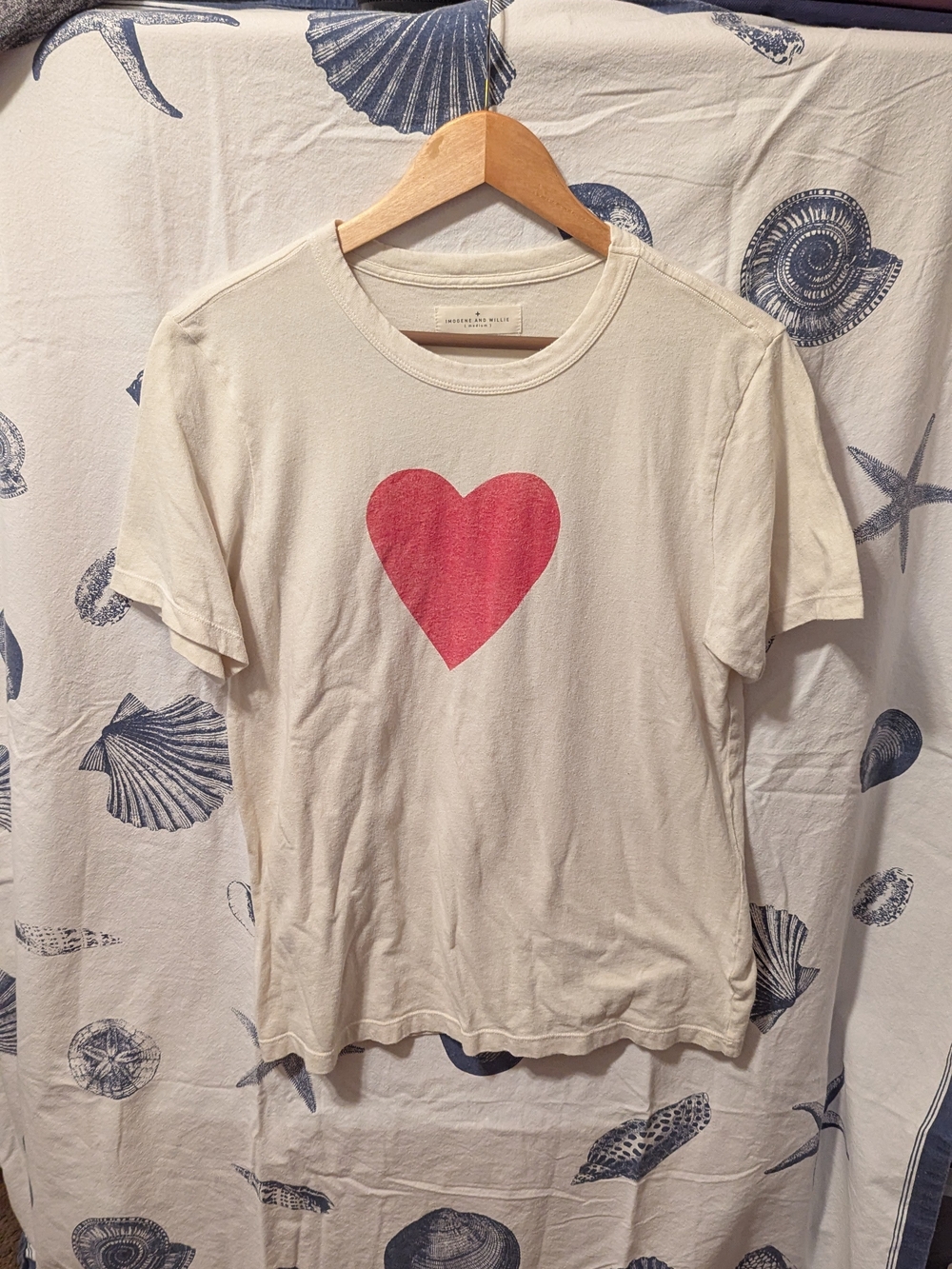 Imogene And Willie Heart Tee In Cream Size Medium
